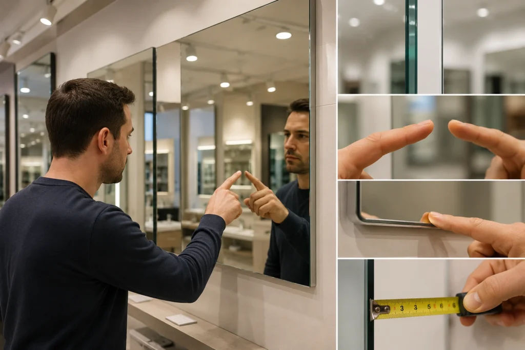 Mirror quality check store test glass edge